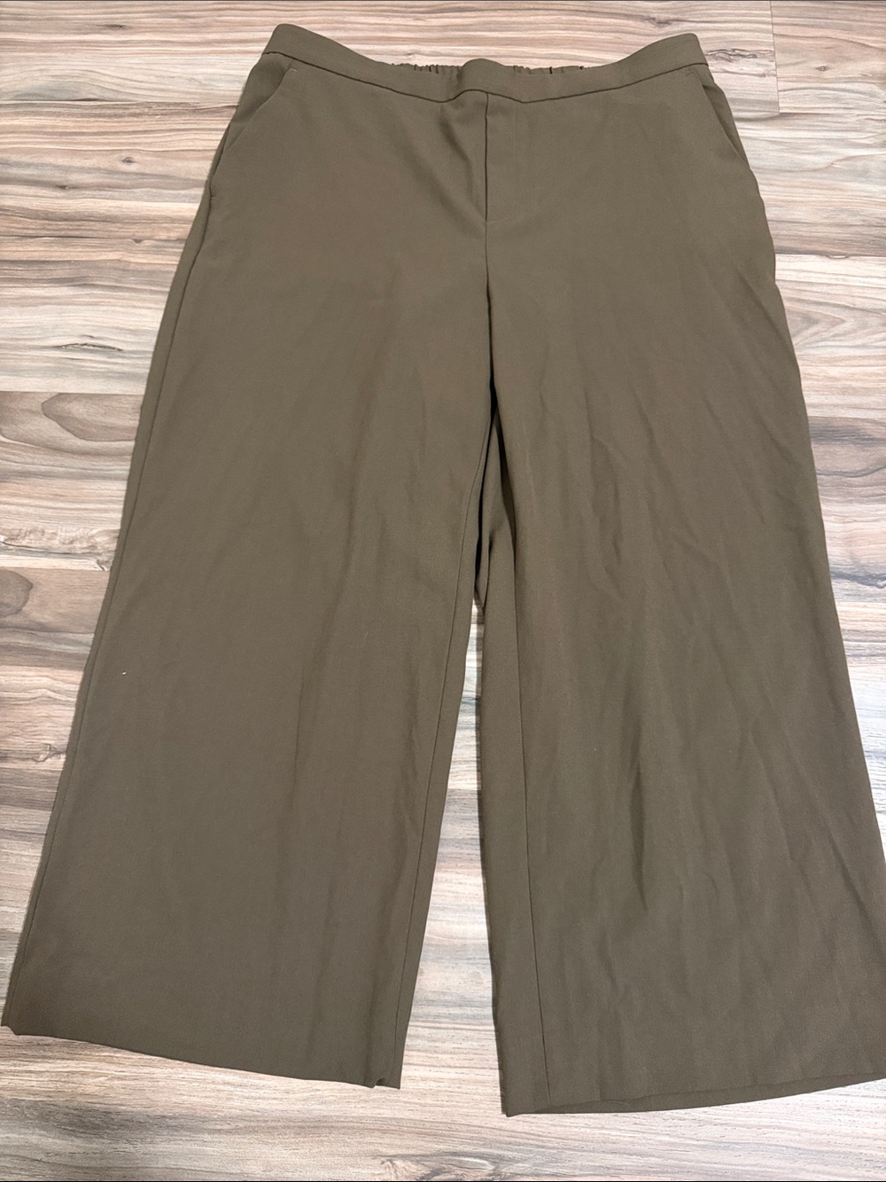 Banana Republic Hayden Wide-Leg Olive Green Pants Women Sz. 20 Stretch Minimal